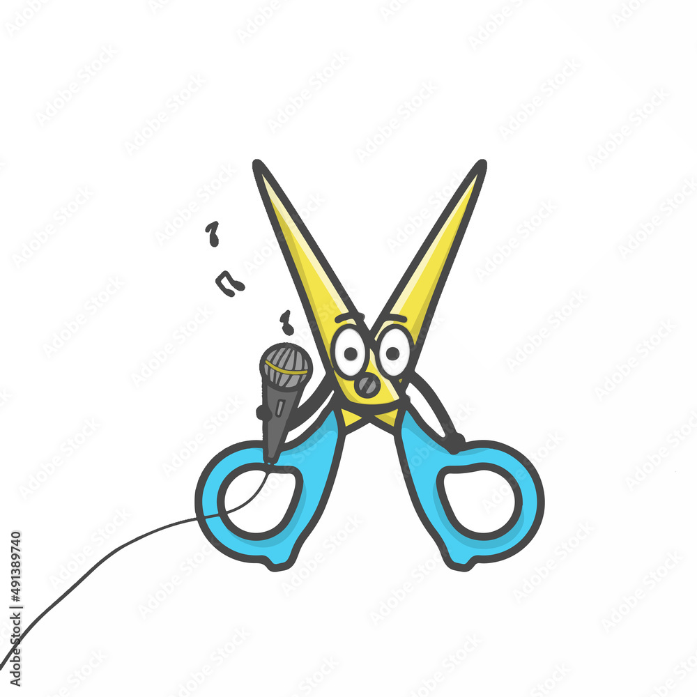 Scissor Cute Character Flat Cartoon Vector Design Illustration Scissor Cute Character Flat Cartoon Vector Design Illustration