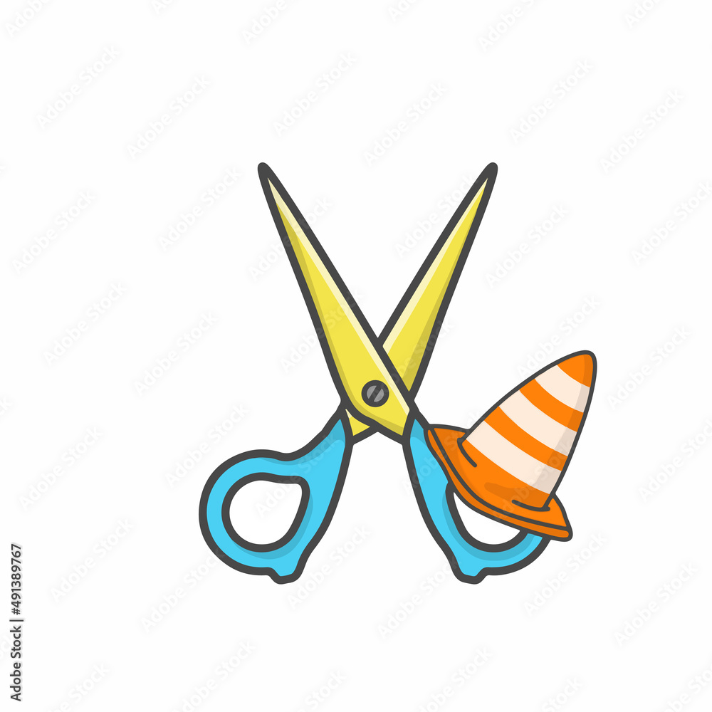Scissor Cute Character Flat Cartoon Vector Design Illustration Scissor Cute Character Flat Cartoon Vector Design Illustration