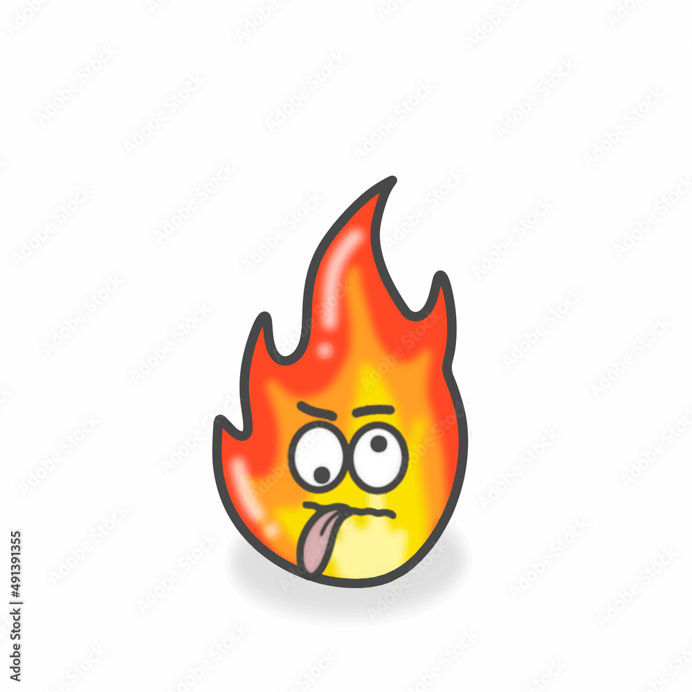 Fire Cute Character Flat Cartoon Vector Design Illustration Fire Cute Character Flat Cartoon Vector Design Illustration