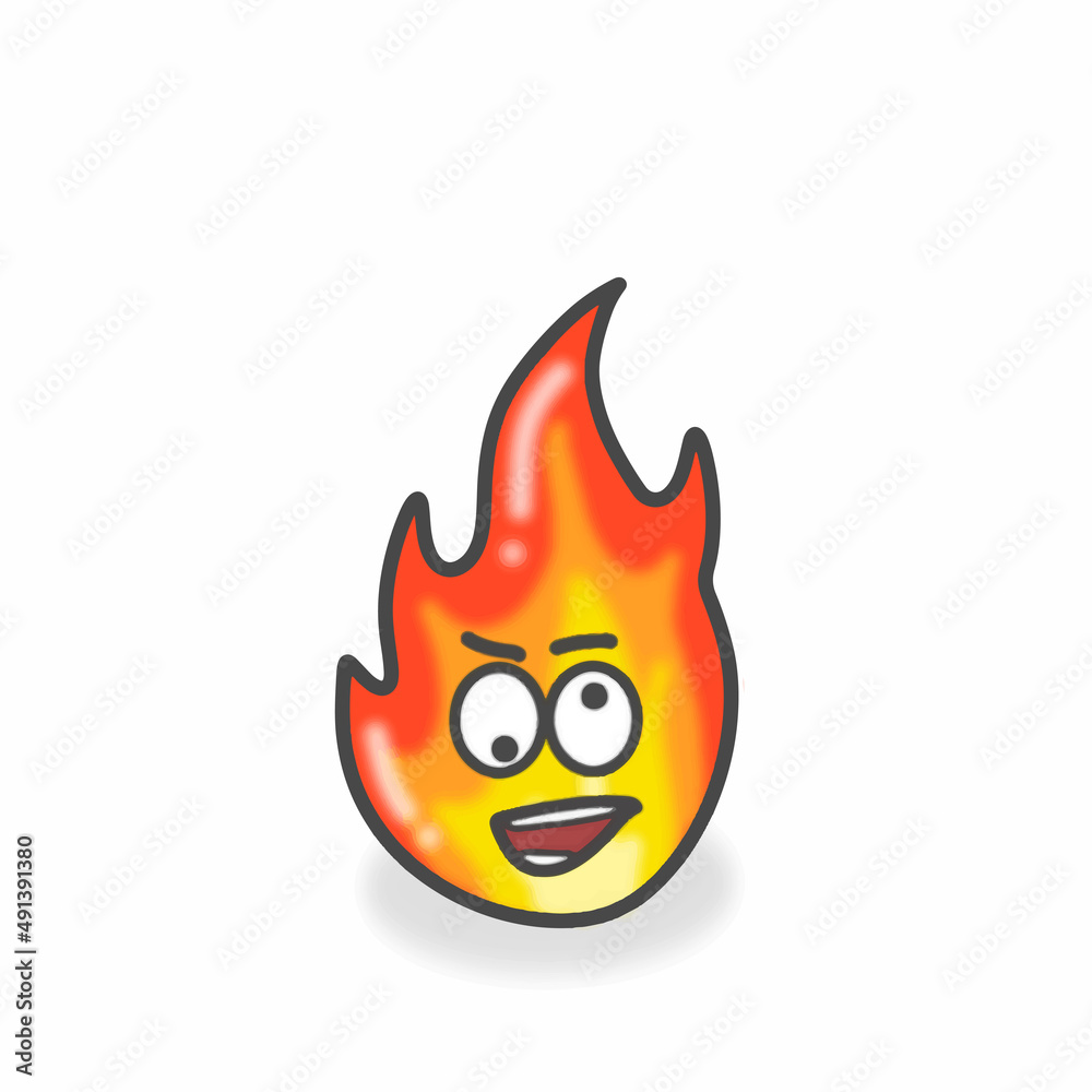 Fire Cute Character Flat Cartoon Vector Design Illustration Fire Cute Character Flat Cartoon Vector Design Illustration