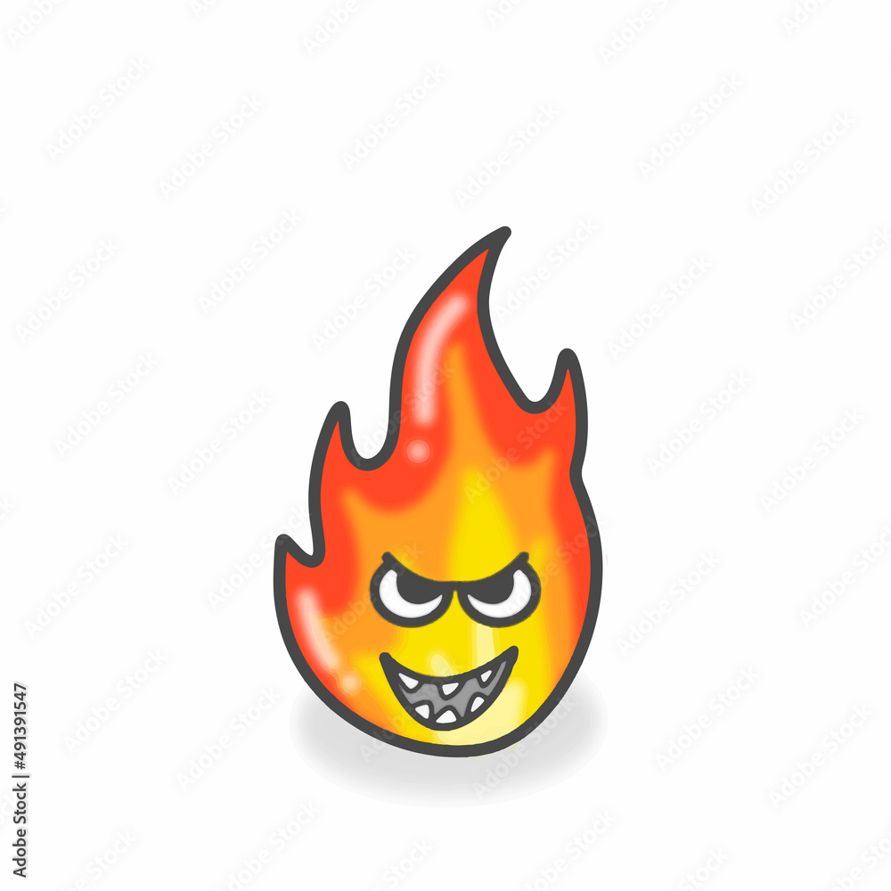 Fire Cute Character Flat Cartoon Vector Design Illustration Fire Cute Character Flat Cartoon Vector Design Illustration
