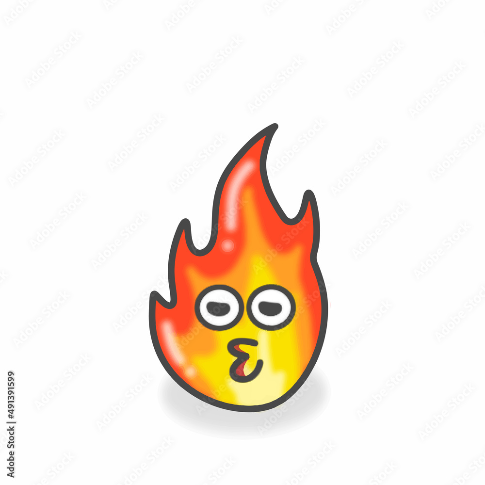 Fire Cute Character Flat Cartoon Vector Design Illustration Fire Cute Character Flat Cartoon Vector Design Illustration