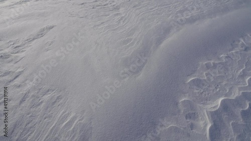 movement of snow particles on a white snow fancy cover