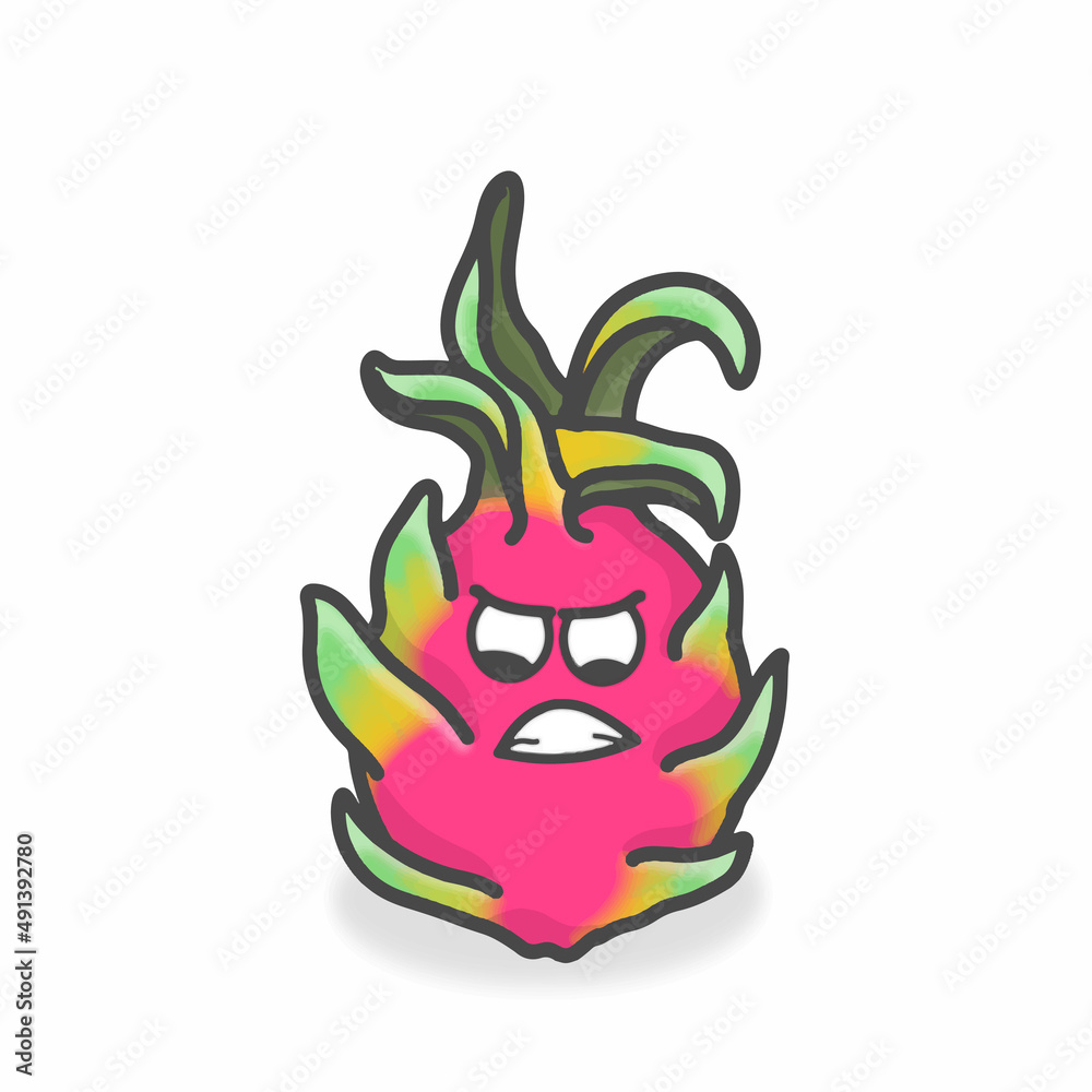 Dragon Fruit Cute Character Flat Cartoon Vector Design Illustration Dragon Fruit Cute Character Flat Cartoon Vector Design Illustration