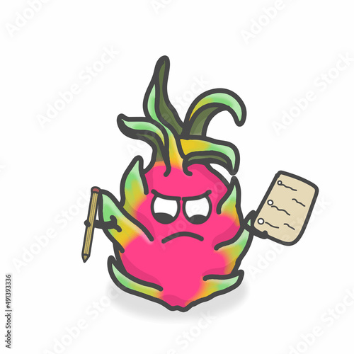 Dragon Fruit Cute Character Flat Cartoon Vector Design Illustration