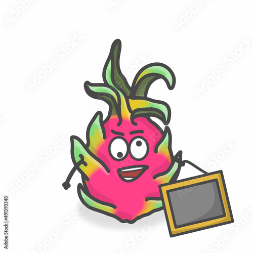 Dragon Fruit Cute Character Flat Cartoon Vector Design Illustration