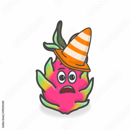 Dragon Fruit Cute Character Flat Cartoon Vector Design Illustration