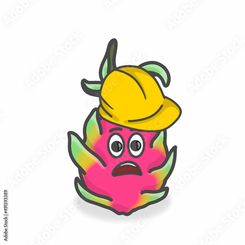 Dragon Fruit Cute Character Flat Cartoon Vector Design Illustration