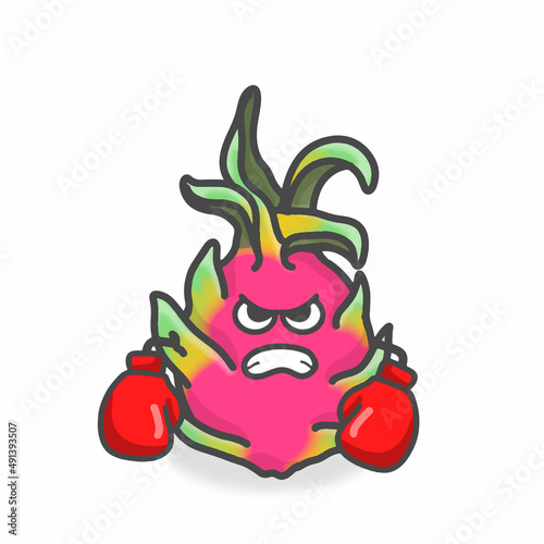 Dragon Fruit Cute Character Flat Cartoon Vector Design Illustration