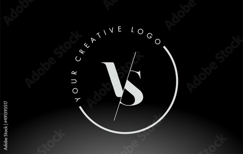 White VS Serif Letter Logo Design with Creative Intersected Cut.