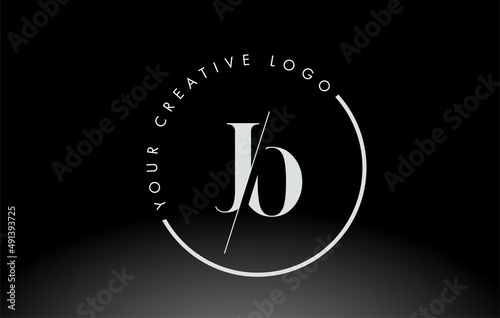 White JO Serif Letter Logo Design with Creative Intersected Cut.