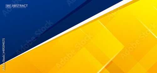  Abstract geometric banner with yellow and blue background 