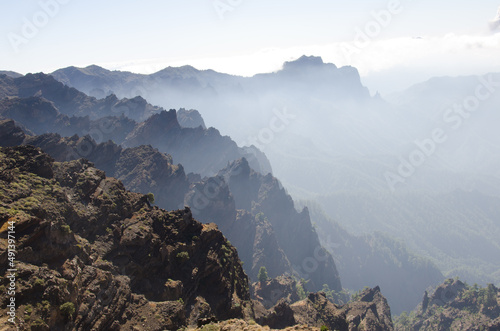 Cliffs of the Caldera de Taburiente. Caldera de Taburiente National Park. La Palma. Canary Islands. Spain.