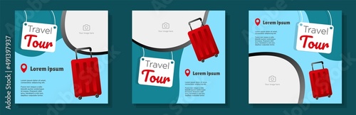 Fotografia, Obraz Travel tour social media post, banner set, vacation trip advertisement concept,