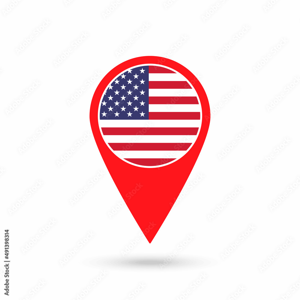 Map pointer with contry USA. USA flag. Vector illustration. Map pointer with contry USA. USA flag. Vector illustration.