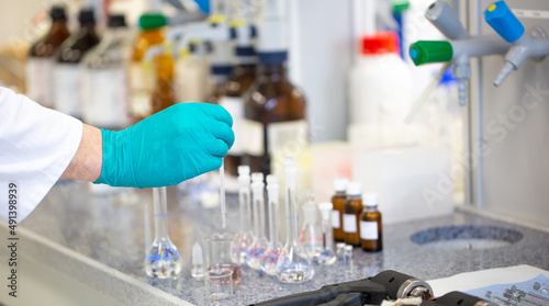 Researcher carrying out scientific research in a chemistry laboratory