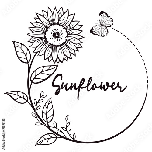 Sunflower wreath silhouette