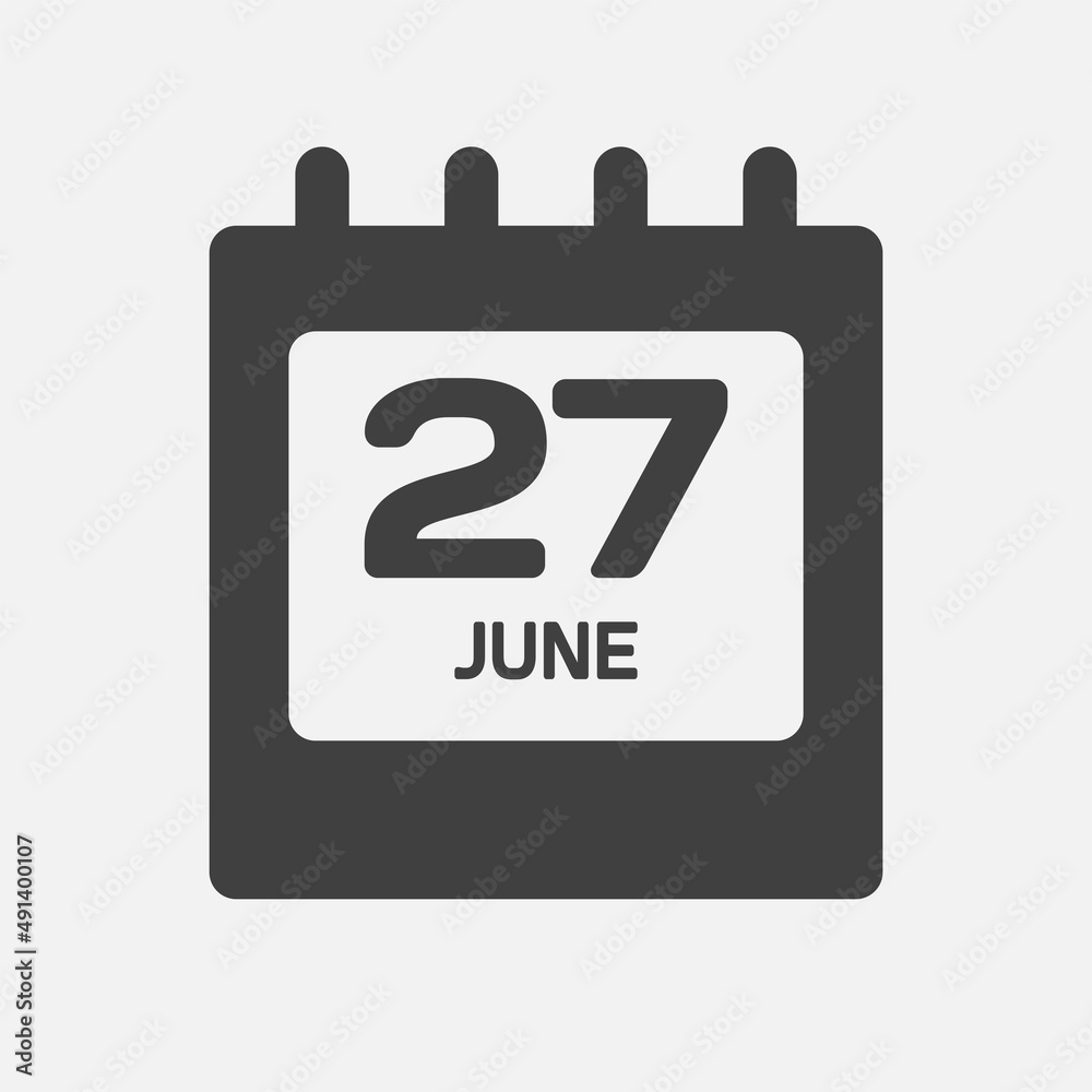 Icon day date 27 June, template calendar page Icon day date 27 June, template calendar page