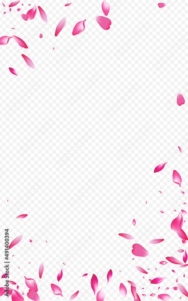 Red Sakura Spring Vector Transparent Background.