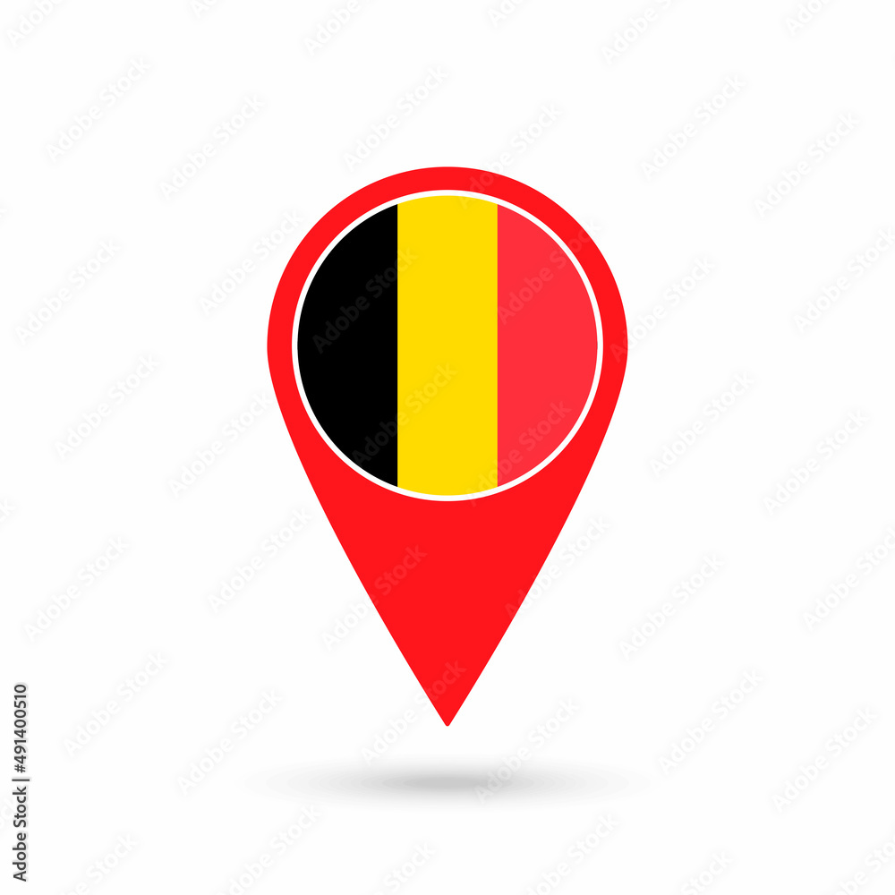 Map pointer with contry Belgium. Belgium flag. Vector illustration. Map pointer with contry Belgium. Belgium flag. Vector illustration.