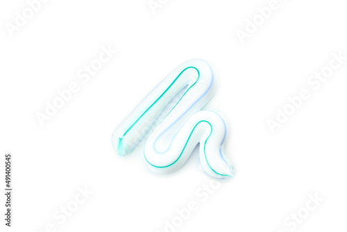 Toothpaste isolated on white background, close up