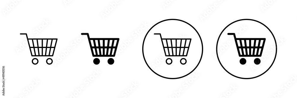 Shopping icons set. Shopping cart sign and symbol. Trolley icon Shopping icons set. Shopping cart sign and symbol. Trolley icon