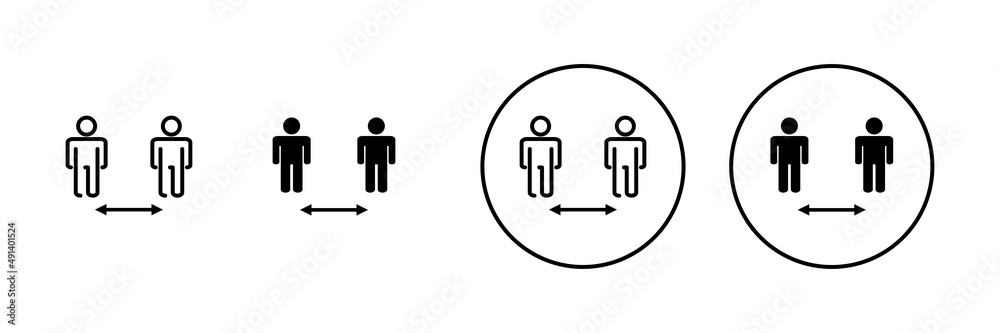 Social distance icons set. social distancing sign and symbol. self quarantine sign Social distance icons set. social distancing sign and symbol. self quarantine sign