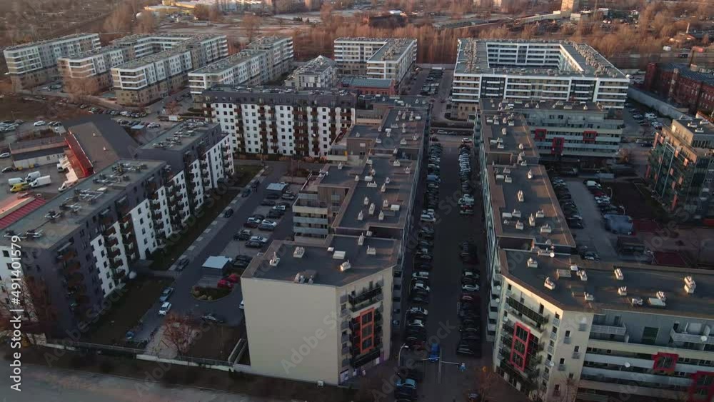 Residential area in europe city, aerial view. Cityscape of Wroclaw neighborhood, Poland Residential area in europe city, aerial view. Cityscape of Wroclaw neighborhood, Poland