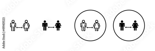 Social distancings set. social distance sign and symbol. self quarantine sign