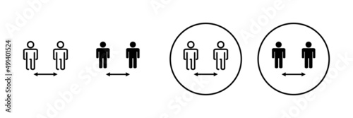 Social distance icons set. social distancing sign and symbol. self quarantine sign