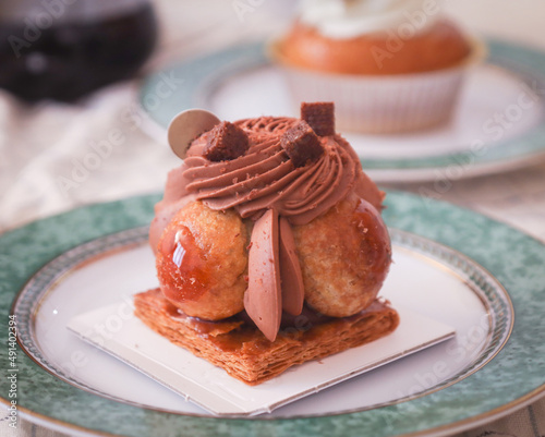 Close up of traditional French pastry called 