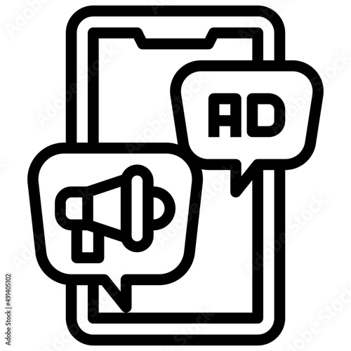 SMARPHONE ADS line icon