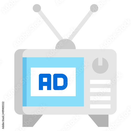 TELEVISION ADS flat icon