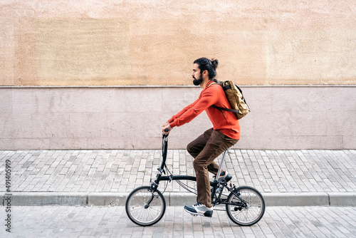 Cool Man Riding Bike in the City
