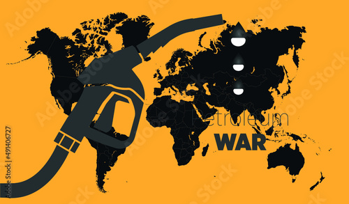 Gas pump on world map. Oil Wars design