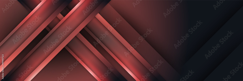 Fototapeta premium Abstract black red metallic carbon neutral overlap light hexagon mesh design modern luxury futuristic technology background. Game tech wide banner vector illustration.