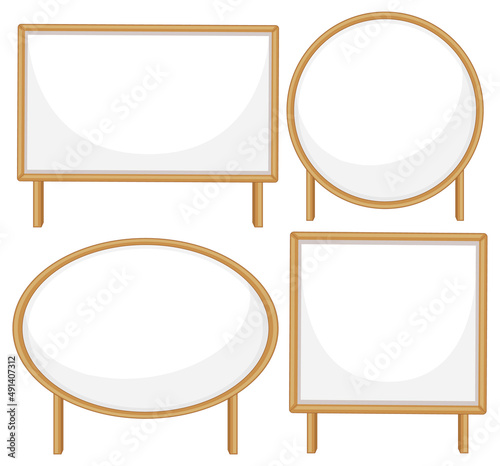 Set of wooden sign banner
