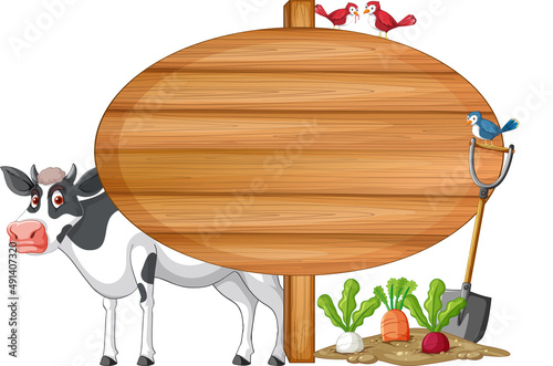 Animal with wooden sign banner