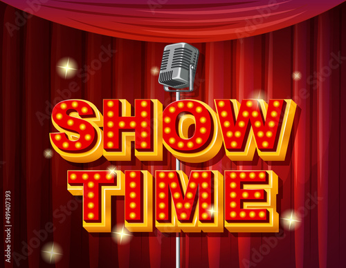 Show time logo with microphone