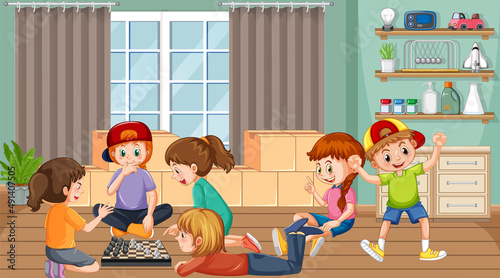 Children playing games in the room