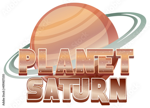 Planet Saturn word logo design with Saturn planet