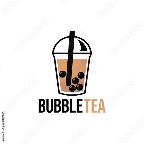 cute bubble tea logo vector illustration