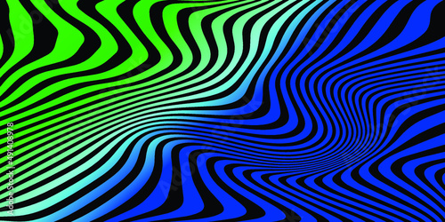 Black background and waves of colored lines