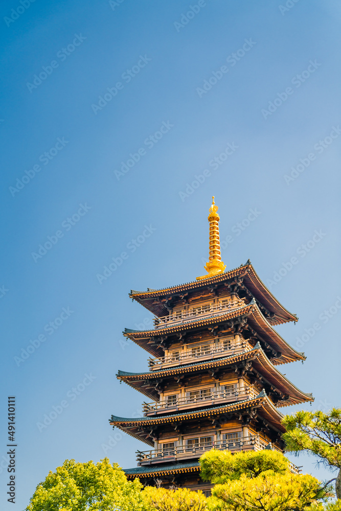Detail view of the traditional Chinese architecture in Baoshan temple, an antique Buddhism temple in Shanghai, China. Detail view of the traditional Chinese architecture in Baoshan temple, an antique Buddhism temple in Shanghai, China.
