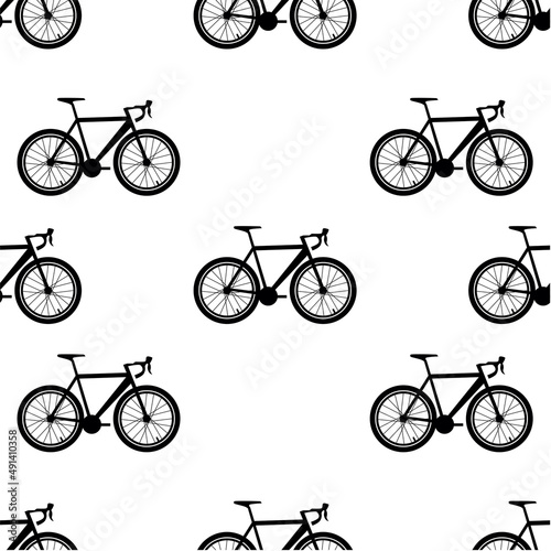 Bike. Seamless pattern with bicycle parts for print, web design. Vector image. 