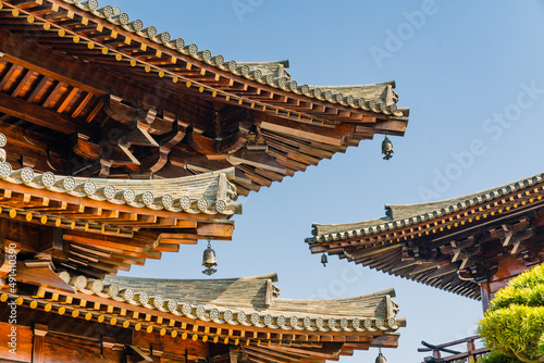 Detail view of the traditional Chinese architecture in Baoshan temple, an antique Buddhism temple in Shanghai, China. © Zimu