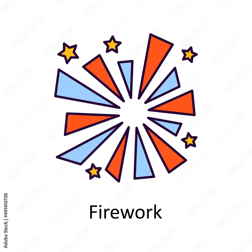 Fototapeta premium Firework Vector Filled Outline Icon Design illustration. St Patrick's Day Symbol on White background EPS 10 File