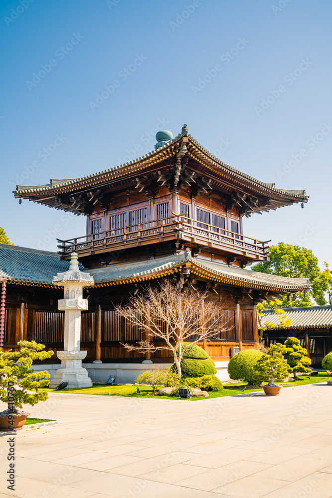 Detail view of the traditional Chinese architecture in Baoshan temple, an antique Buddhism temple in Shanghai, China. Detail view of the traditional Chinese architecture in Baoshan temple, an antique Buddhism temple in Shanghai, China.