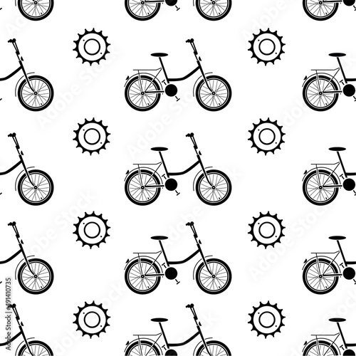 Bike. Seamless pattern with bicycle parts for print, web design. Vector image. 