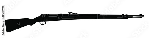 Fotografia Bolt rifle M 98 vector silhouette illustration isolated on white background